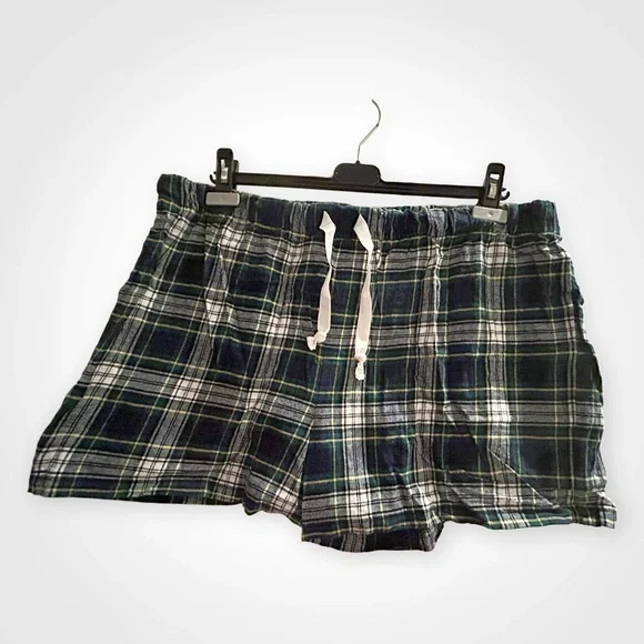 ⬇️🇨🇦👌*EUC* KNIX | XL | Green plaid flannel PJ shorts - elastic waistband - Picture 2 of 16